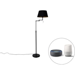 Smart vloerlamp zwart met zwarte kap incl. Wifi A60 - Ladas Deluxe