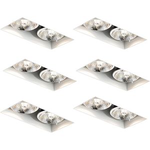 Set van 6 inbouwspots wit GU10 70mm 2-lichts trimless - Oneon