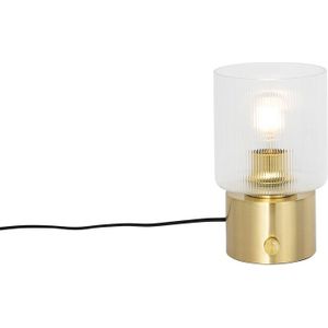 Art Deco tafellamp goud met glas - Laura