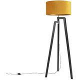 Vloerlamp tripod zwart met gele kap en goud 50 cm - Puros