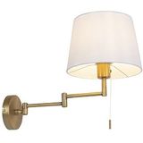 Wandlamp brons met witte kap en verstelbare arm - Ladas Deluxe