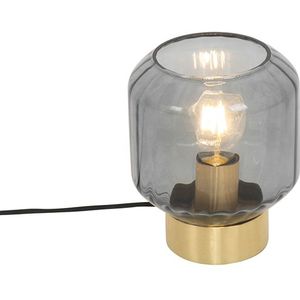 Moderne tafellamp messing met smoke glas - Stiklo