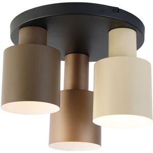 Plafondlamp brons met taupe en beige 3-lichts - Ans