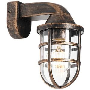 QAZQA Joeri - Moderne Wandlamp Voor Buiten - 1 Lichts - D 112 Mm - Goud/Messing - Buitenverlichting