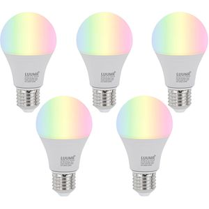 Set van 5 E27 dimbare LED lampen A60 opaal 9W 806 lm 2700-6500K