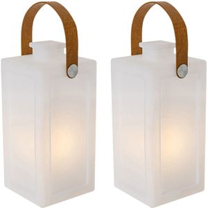 Set van 2 tafellampen wit flame effect oplaadbaar IP44 - Stard