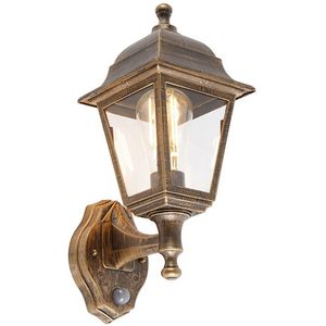 Antieke wandlamp goud IP44 met bewegingsmelder - Capital