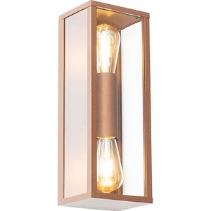 Industriële wandlamp roestbruin 38 cm 2-lichts IP44 - Charlois