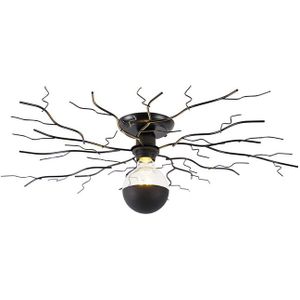 QAZQA ramuri - Art Deco Plafondlamp - 1 lichts - Ø 50 cm - Zwart - Woonkamers-sSlaapkamers-sKeuken