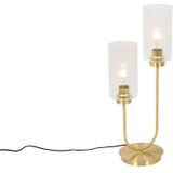 Art Deco tafellamp goud met glas 2-lichts - Laura