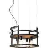 Industriële hanglamp zwart met rek rond 4-lichts - Cage Rack