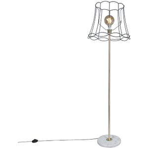 Retro vloerlamp messing met Granny frame zwart 45 cm - Kaso