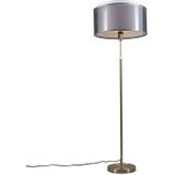 Vloerlamp goud/messing met zwart/witte kap 47 cm - Parte