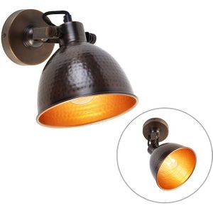 Industriële wandlamp brons met koper verstelbaar - Liko