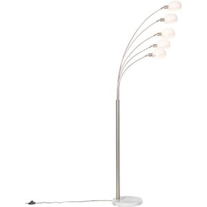 Design vloerlamp staal met opaal glas 5-lichts - Sixties Marmo