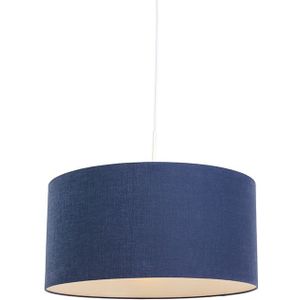 Moderne hanglamp wit met antiek blauwe kap 50 cm - Combi 1