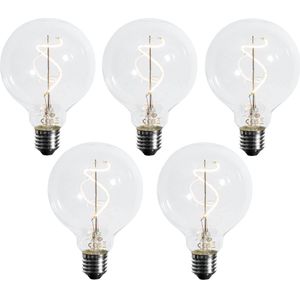 Set van 5 - E27 - Dimbare LED Spiraal Filament - G95 - 4W - 270 lm - 2700K