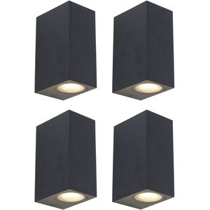 Set van 4 moderne wandlampen zwart 2-lichts IP44 - Baleno