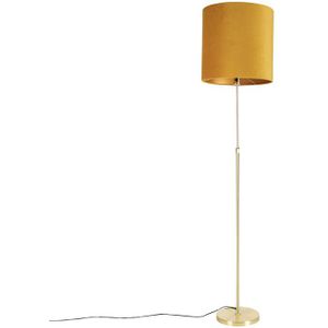 Vloerlamp goud/messing met velours kap geel 40/40 cm - Parte
