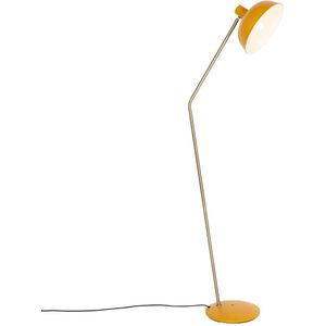 Retro vloerlamp geel met brons - Milou