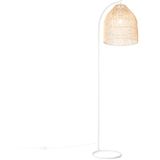 QAZQA Sam - Landelijke Vloerlamp - Staande Lamp - 1 Lichts - H 178 cm - Wit - Woonkamer