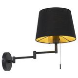 QAZQA Ladas - Moderne Wandlamp met Zwenkarm Voor Binnen - 1 Lichts - L 25 cm - Zwart