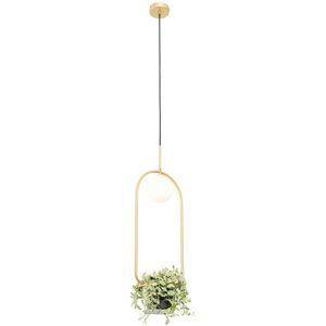 Art deco hanglamp goud met wit glas - Isabella