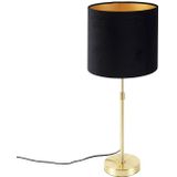 Tafellamp goud/messing met velours kap zwart 25 cm - Parte