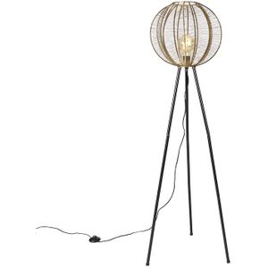 Industriële tripod vloerlamp brons met zwart - Dong