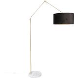 Moderne vloerlamp goud velours kap zwart 50 cm - Editor