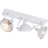 Industriële plafondlamp wit met zilver 3-lichts verstelbaar - Magnax