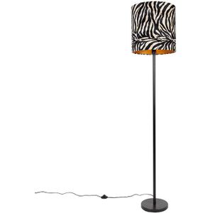 Moderne vloerlamp zwart stoffen kap zebra 40 cm - Simplo