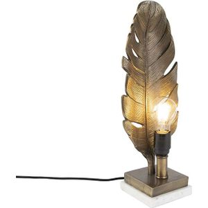 Art Deco tafellamp brons met marmeren voet - Leaf