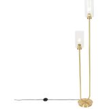 QAZQA Laura - Art Deco Vloerlamp - Staande Lamp - 2 Lichts - H 148 cm - Goud