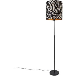 Vloerlamp zwart kap zebra dessin 40 cm verstelbaar - Parte