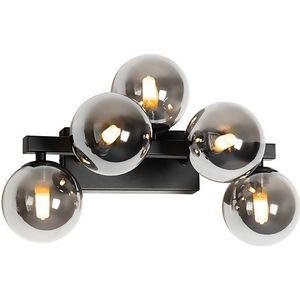 Moderne wandlamp zwart met smoke glas 5-lichts - Bianca