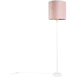 Romantische vloerlamp wit met roze kap 40 cm - Simplo