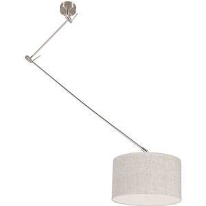 Hanglamp staal met kap 35 cm grijs verstelbaar - Blitz