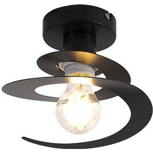 Moderne plafondlamp met zwarte spiraal kap - Scroll