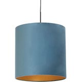 Hanglamp met velours kap blauw met goud 40 cm - Combi