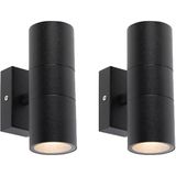 QAZQA duo - Moderne Wandlamp Up Down voor binnen voor badkamer - 2 stuks - D 11 cm - Zwart -
