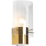 Vintage wandlamp messing met smoke glas - Vidra