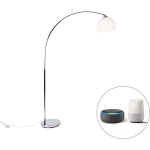 Smart booglamp chroom met witte kap incl. Wifi A60 - Arc Basic