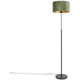 QAZQA Parte Fl - Landelijkee Vloerlamp - Staande Lamp met Kap - 1 Lichts - H 1675 Mm - Groen