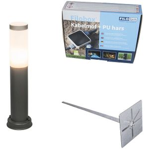 Buitenlamp paal antraciet 45 cm IP44 - Rox met grondpin en kabelmof