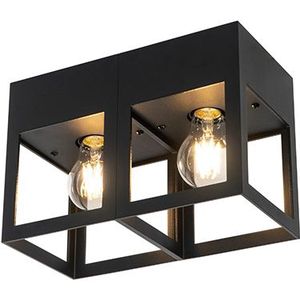 Moderne plafondlamp zwart 2-lichts - Cela