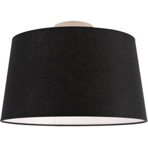 Moderne plafondlamp wit met zwarte kap 35 cm - Combi