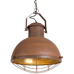 Industriële hanglamp roestbruin met gouden binnenkant - Engine