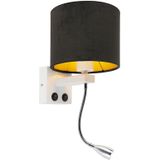 Moderne wandlamp wit met kap velours zwart - Brescia