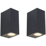 QAZQA baleno - Moderne Wandlamp Up Down voor buiten - 2 stuks - D 9 cm - Zwart - Buitenverlichting